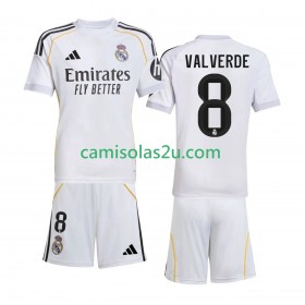 Camisolas de futebol Real Madrid Valverde 8 Criança Equipamento Principal 2025/26 Manga Curta